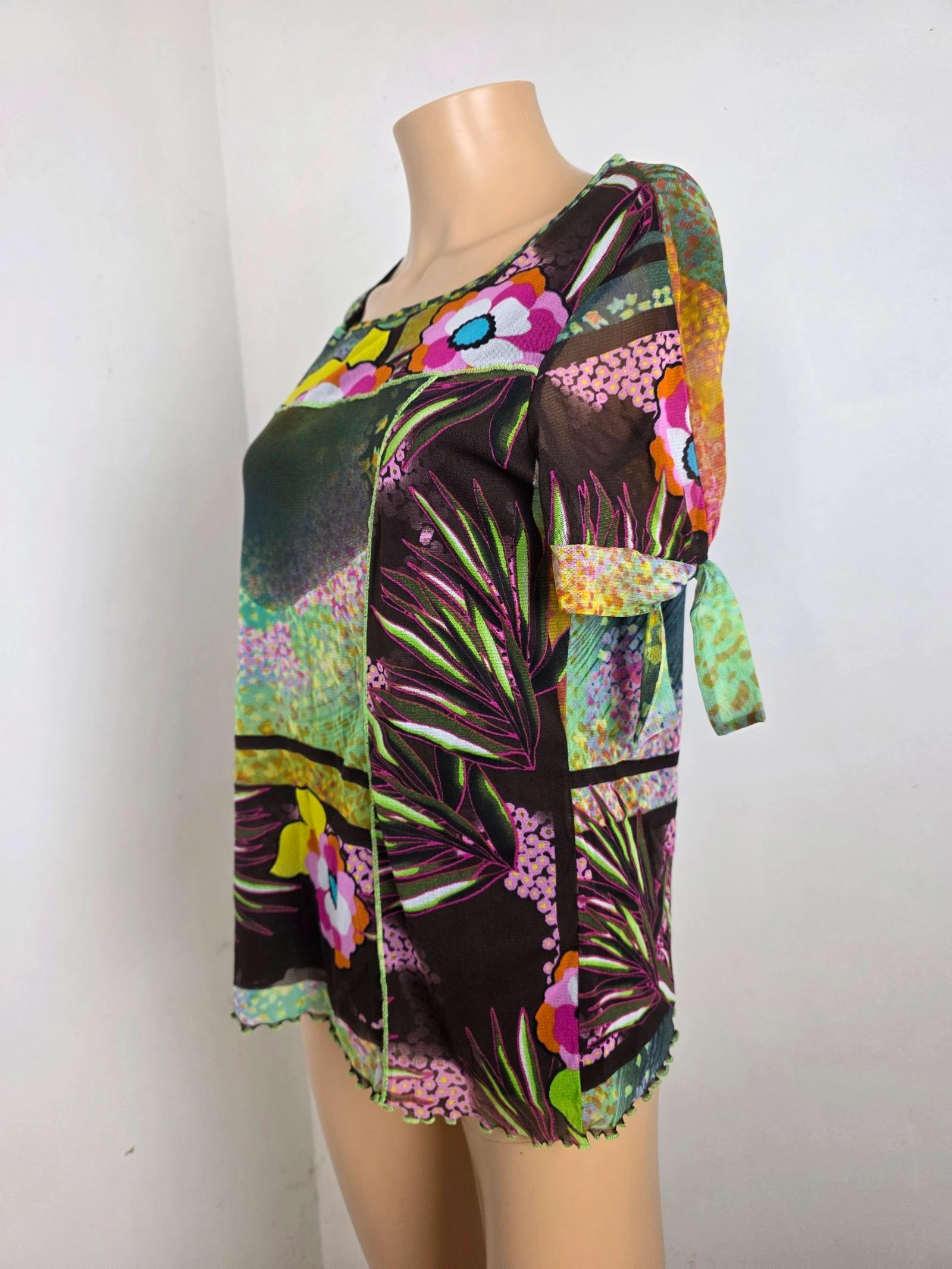 Blusa original estampado flores mesh 🍒Christine Laure🍒talla 2 o 38/40 – photo 3